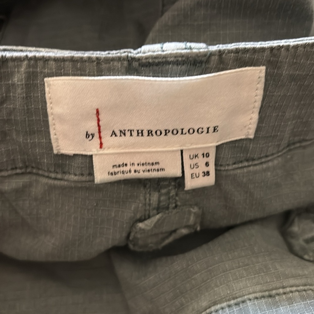 Anthropologie Moss Green Utility Flare A-Line Skirt w/ Pockets 6 - Picture 2 of 11
